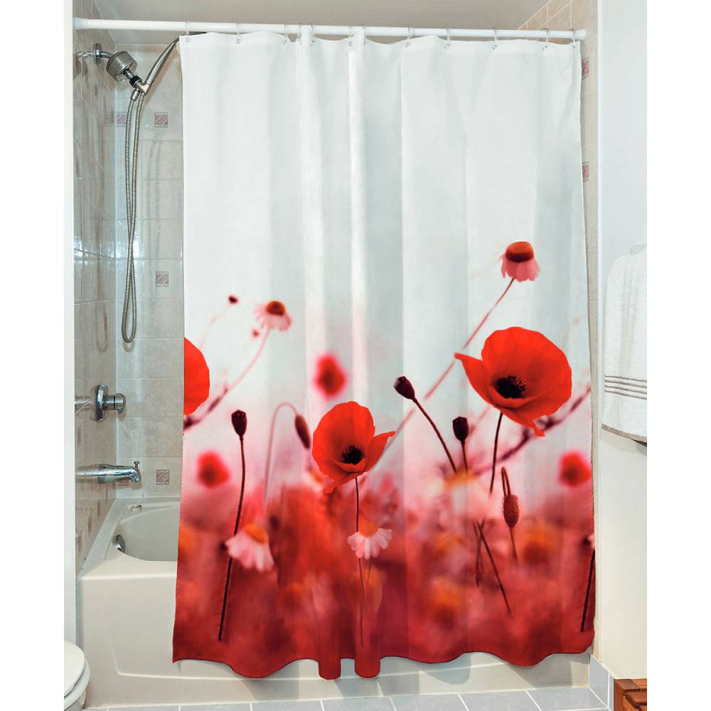 Κουρτίνα μπάνιου Poppies Art 3067 Κόκκινο